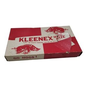 Vintage 1971 Kleenex Hog Size Arkansas Razorbacks Tissues Box‎ Go Hogs Go